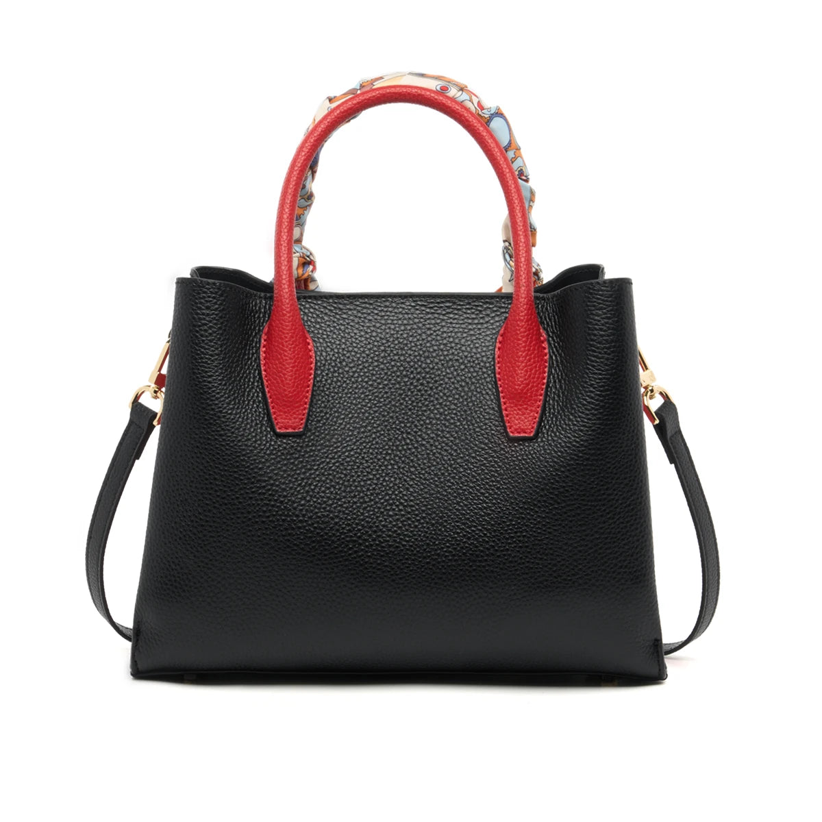 Leather Black Embossed Handbag