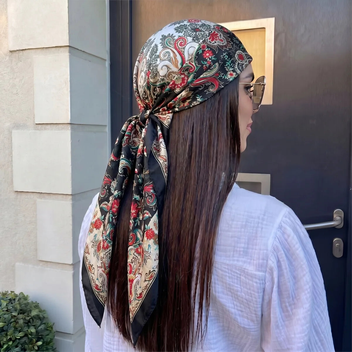 90cm Women Luxury Satin Print Hijab Scarves
