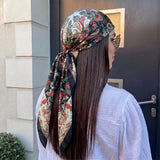 90cm Women Luxury Satin Print Hijab Scarves