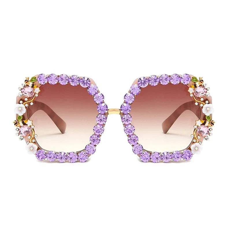 Diamond Oversized Floral Sunglasses