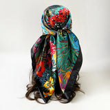 Luxury Square Silk Foulard 90*90cm Shawl Wrap Headband