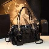 Crocodile Pattern Leather Handbag