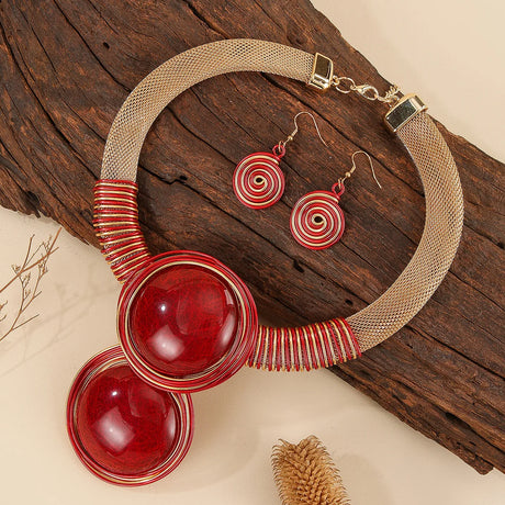 Handmade Round Resin Gems Aluminum Wire Woven Jewelry
