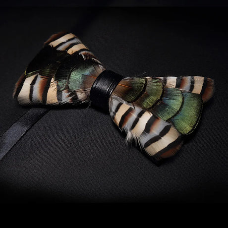 Brown Fashion Handmade Feather Bowtie Suit Accessories