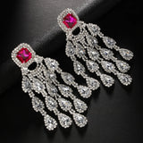 Crystal Large Tassel Earrings