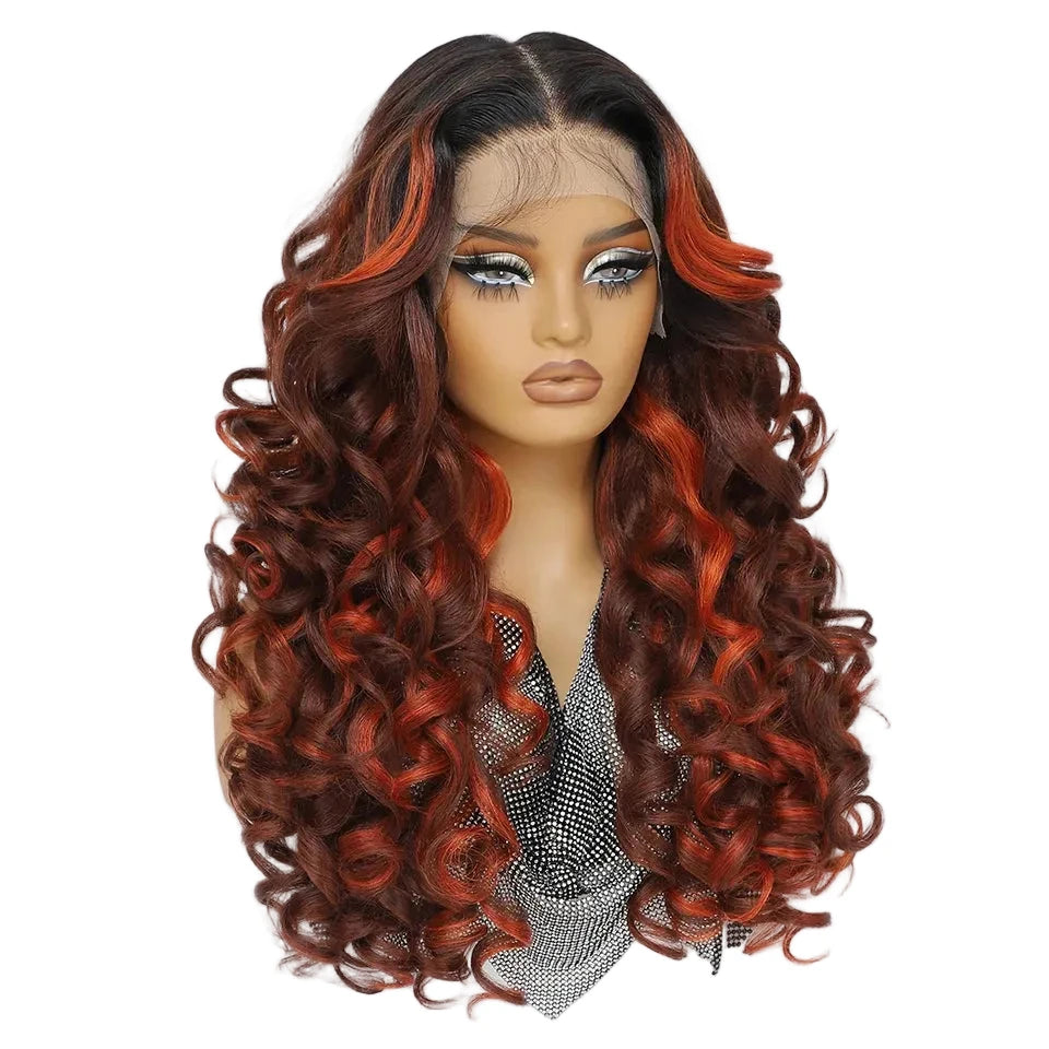 Red HD Curly Pre Plucked 13X5X1 Latisha Synthetic Wigs