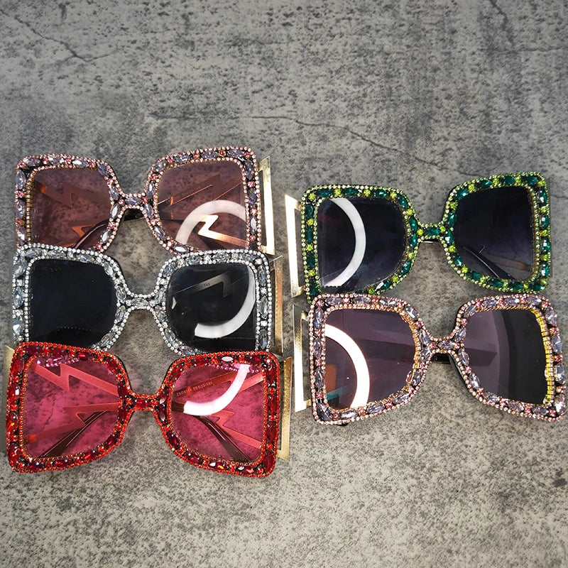 Retro Oversized Crystal Sunglasses