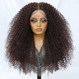 Light Brown 24 Inch Jerry Curl Synthetic Lace Kinky Curly Wigs