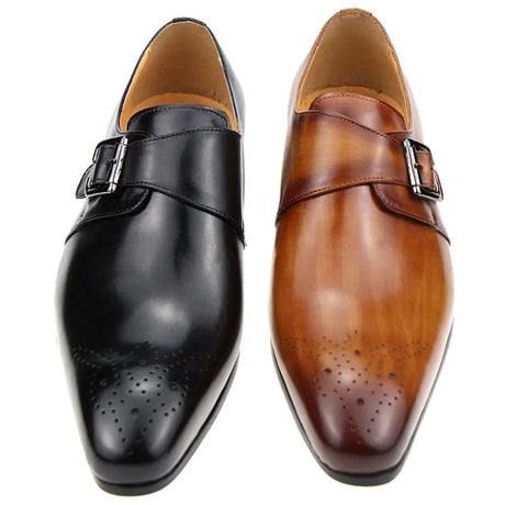 Leather Single Buckle Men Shoes
