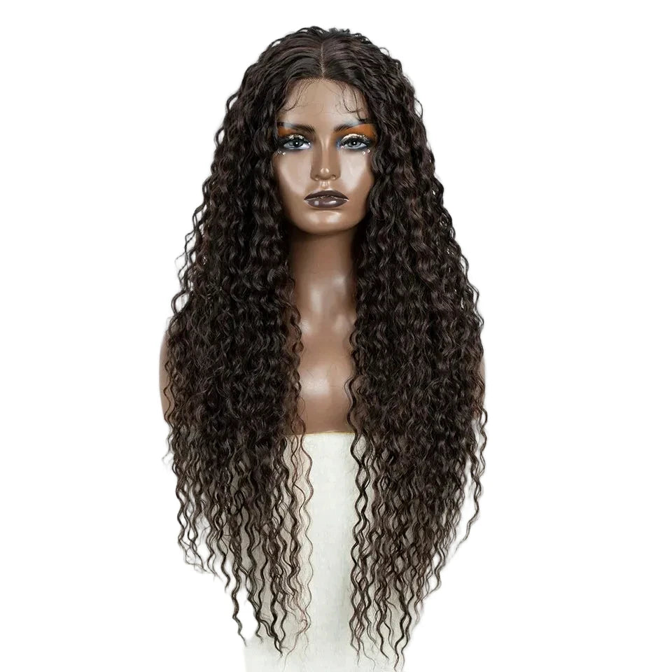 Black 30 Inch Noble Hair Long Wavy Synthetic Lace Wig