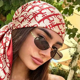 Fashion 90×90CM Geometric Printed Square Silk Scarf Bandana