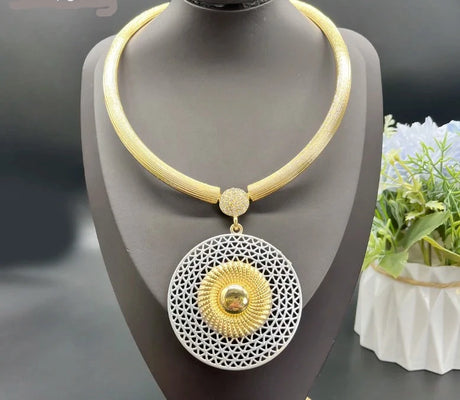 African Large Round Pendant Necklace Set