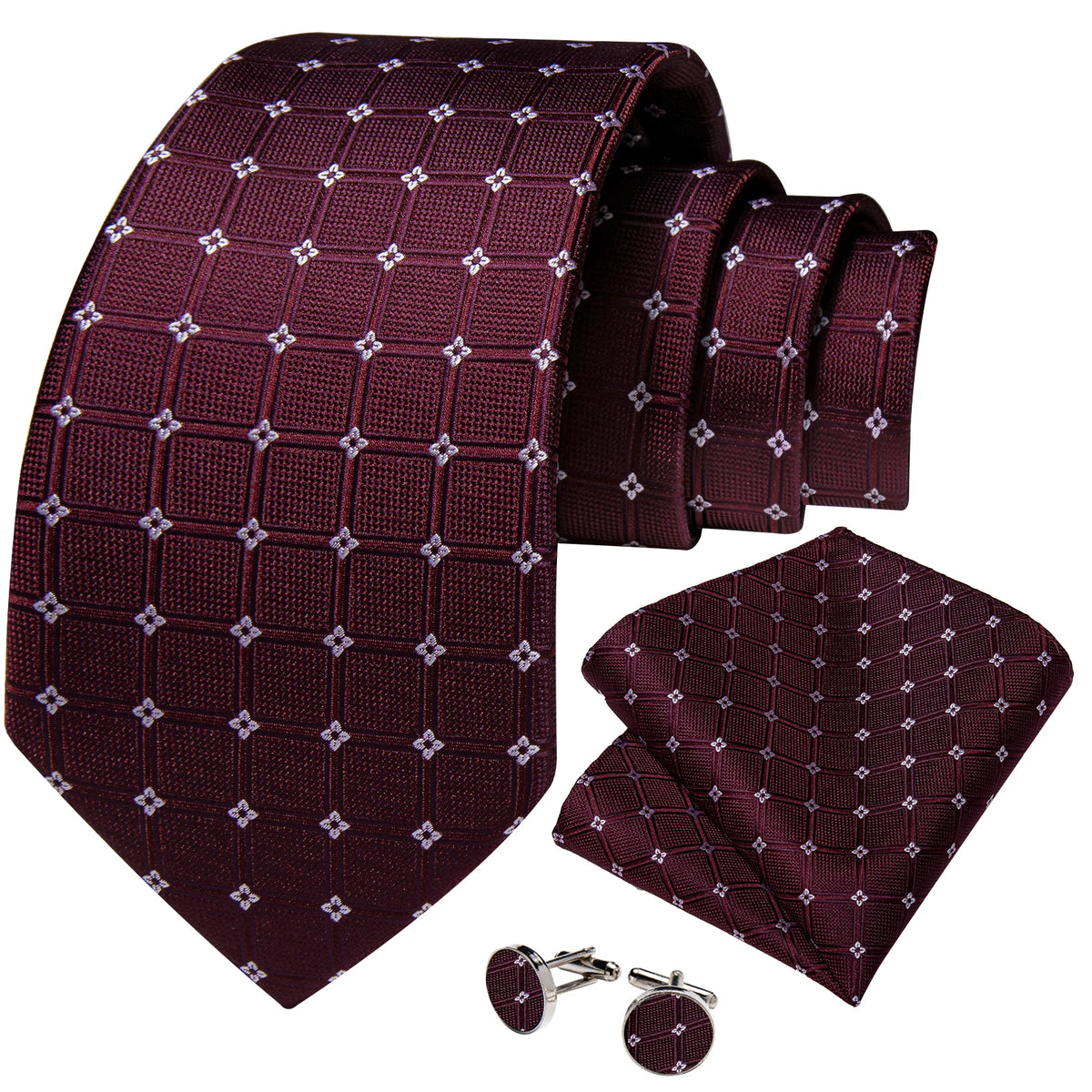 Plaid Classic 8cm Business Pocket Square Cufflinks