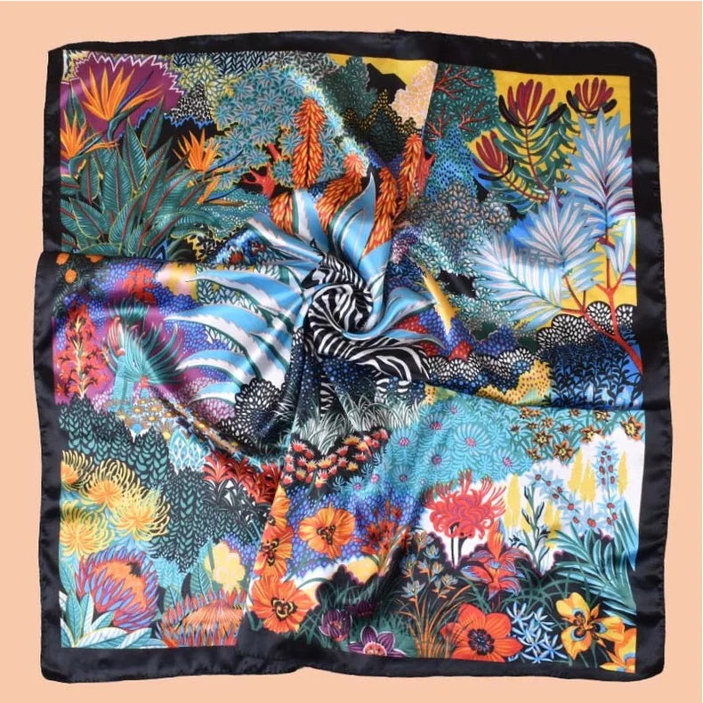 Luxury Square Silk Foulard 90*90cm Shawl Wrap Headband