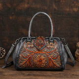Floral Vintage Leather Handbag