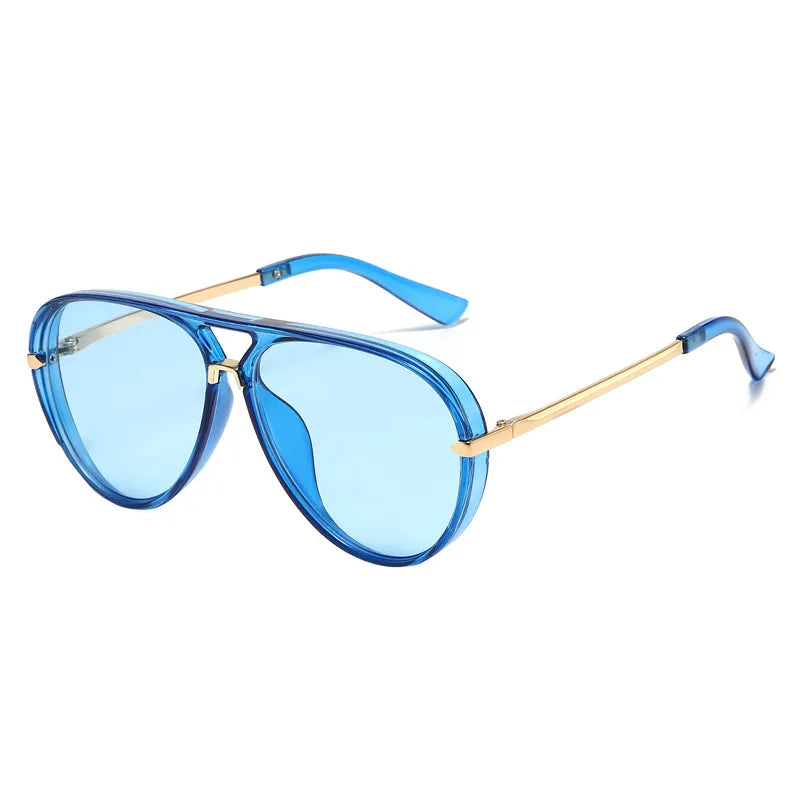 Blue Fashion Alloy Gradient UV400 Pilot Sunglasses