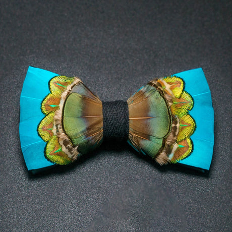Blue Green Fashion Handmade Feather Bowtie Suit Accessories