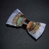 Green Gray Fashion Handmade Feather Bowtie Suit Accessories