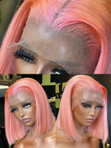 Pink Straight Bob HD Lace Frontal Human Hair 13x4 Wigs