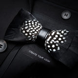 White Black Fashion Handmade Feather Bowtie Suit Accessories