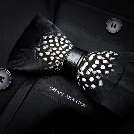 White Black Fashion Handmade Feather Bowtie Suit Accessories