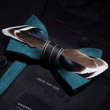 Blue Fashion Handmade Feather Bowtie Suit Accessories