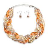 Pearl Beaded Strands Choker Necklace Set