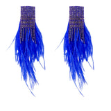 Rhinestone Big Feather Earrings