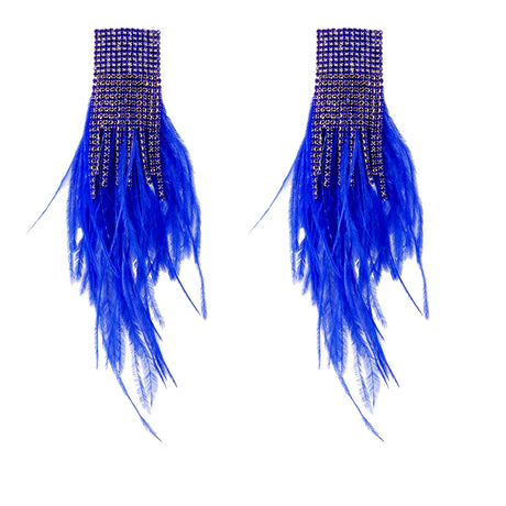 Rhinestone Big Feather Earrings