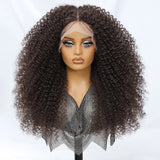 Light Brown 24 Inch Jerry Curl Synthetic Lace Kinky Curly Wigs