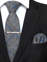 Cashmere Wool 8cm Men Striped Plaid Necktie