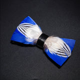 White Blue Fashion Handmade Feather Bowtie Suit Accessories