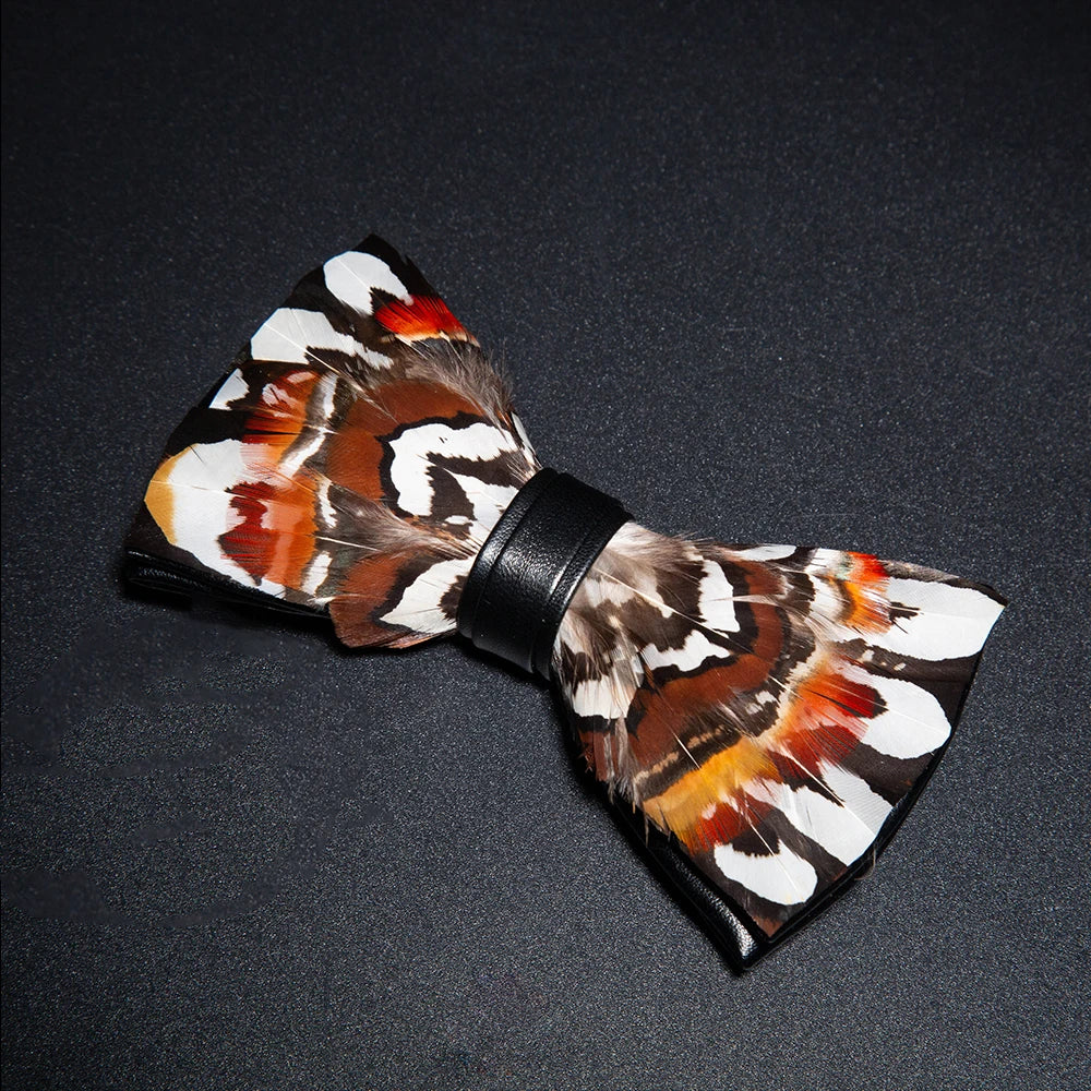 Brown Fashion Handmade Feather Bowtie Suit Accessories