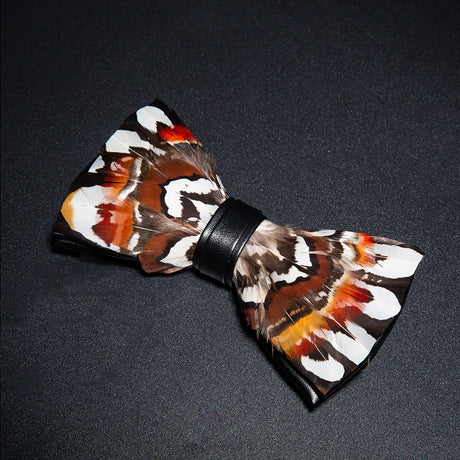 Brown Fashion Handmade Feather Bowtie Suit Accessories
