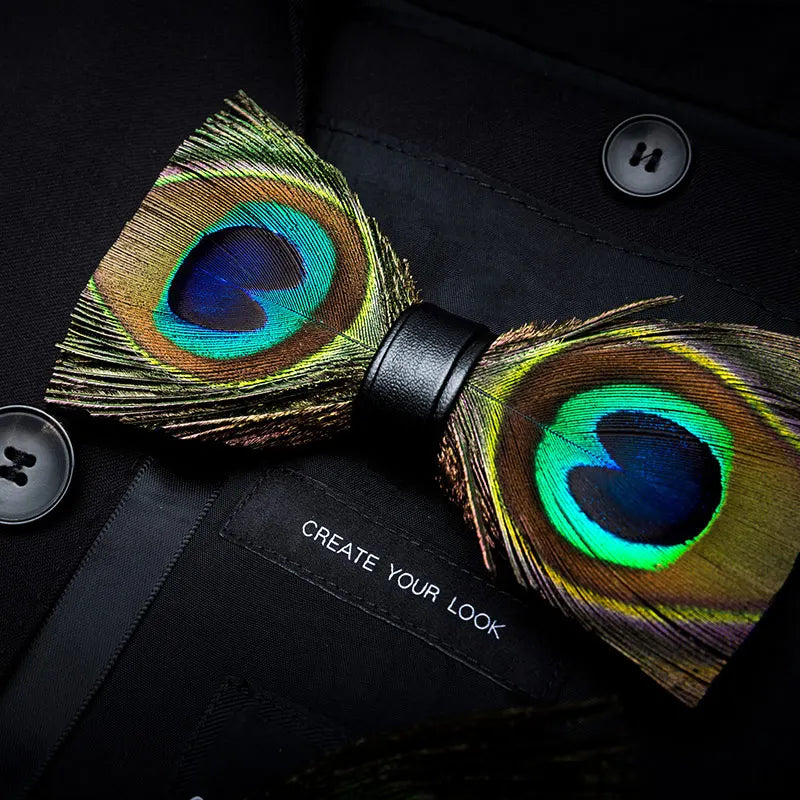 Green Fashion Handmade Feather Bowtie Suit Accessories