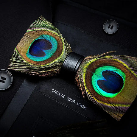 Green Fashion Handmade Feather Bowtie Suit Accessories