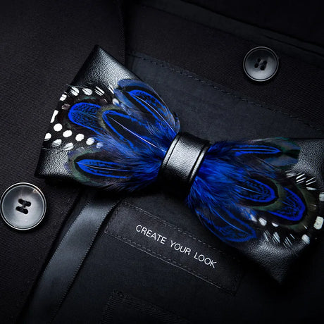 Blue Fashion Handmade Feather Bowtie Suit Accessories