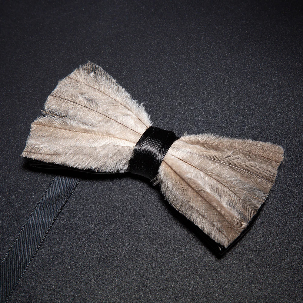 Brown Fashion Handmade Feather Bowtie Suit Accessories