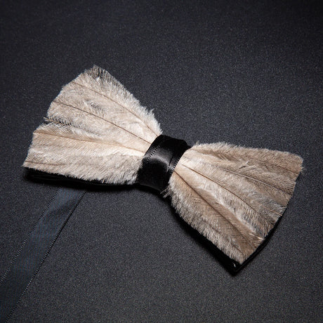 Brown Fashion Handmade Feather Bowtie Suit Accessories