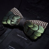 Green Fashion Handmade Feather Bowtie Suit Accessories