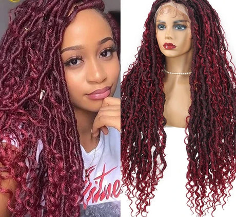 Synthetic Wine Red Braided Wig