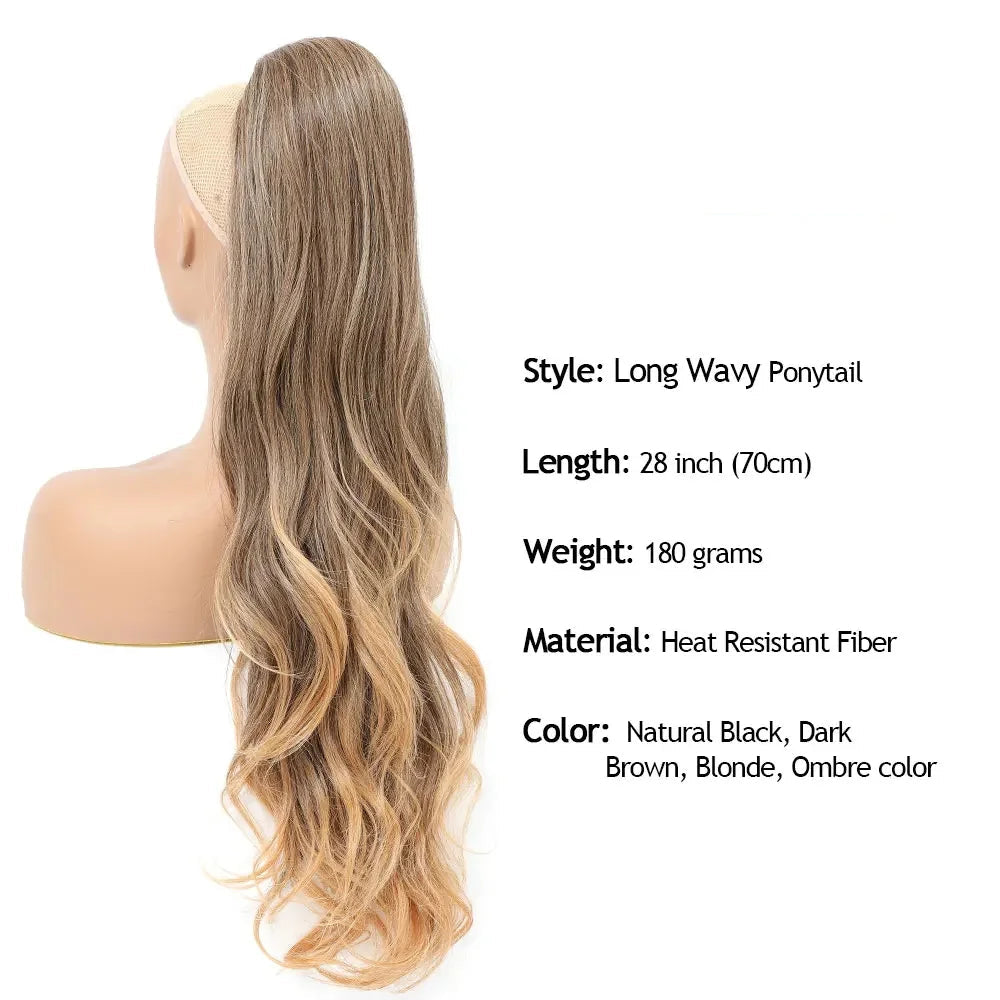 Details of Ombre Blonde Weave Ponytail Clip In Hair Extension Synthetic Wig