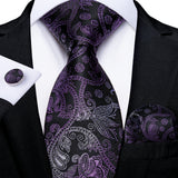 Black And Silver Paisley Floral Men's Ties