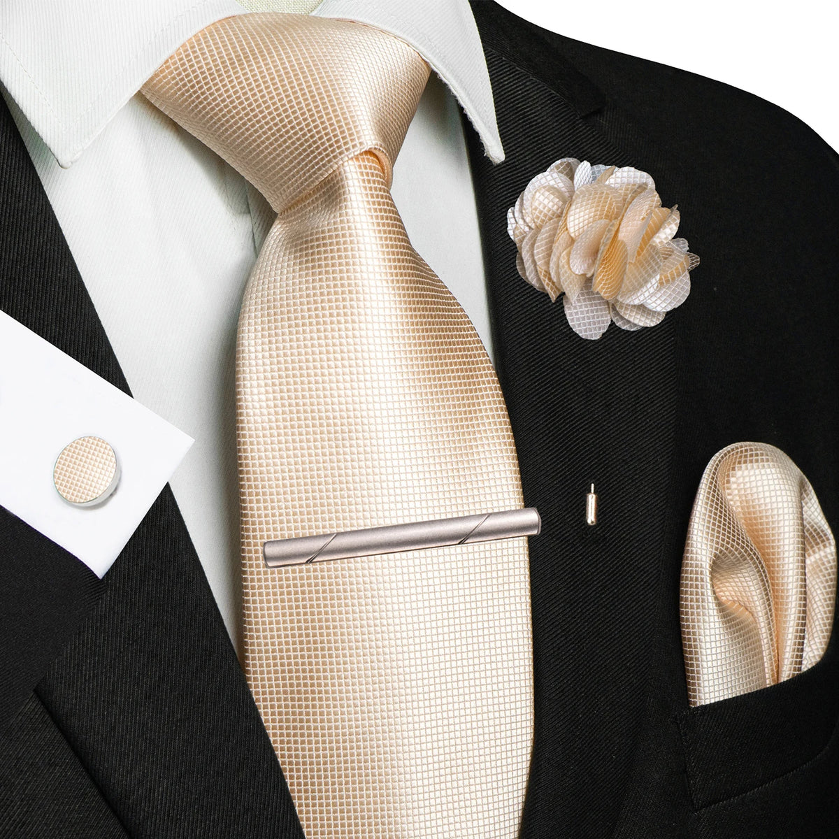 8cm Silk Tie Pin Pocket Square Cufflinks Tie