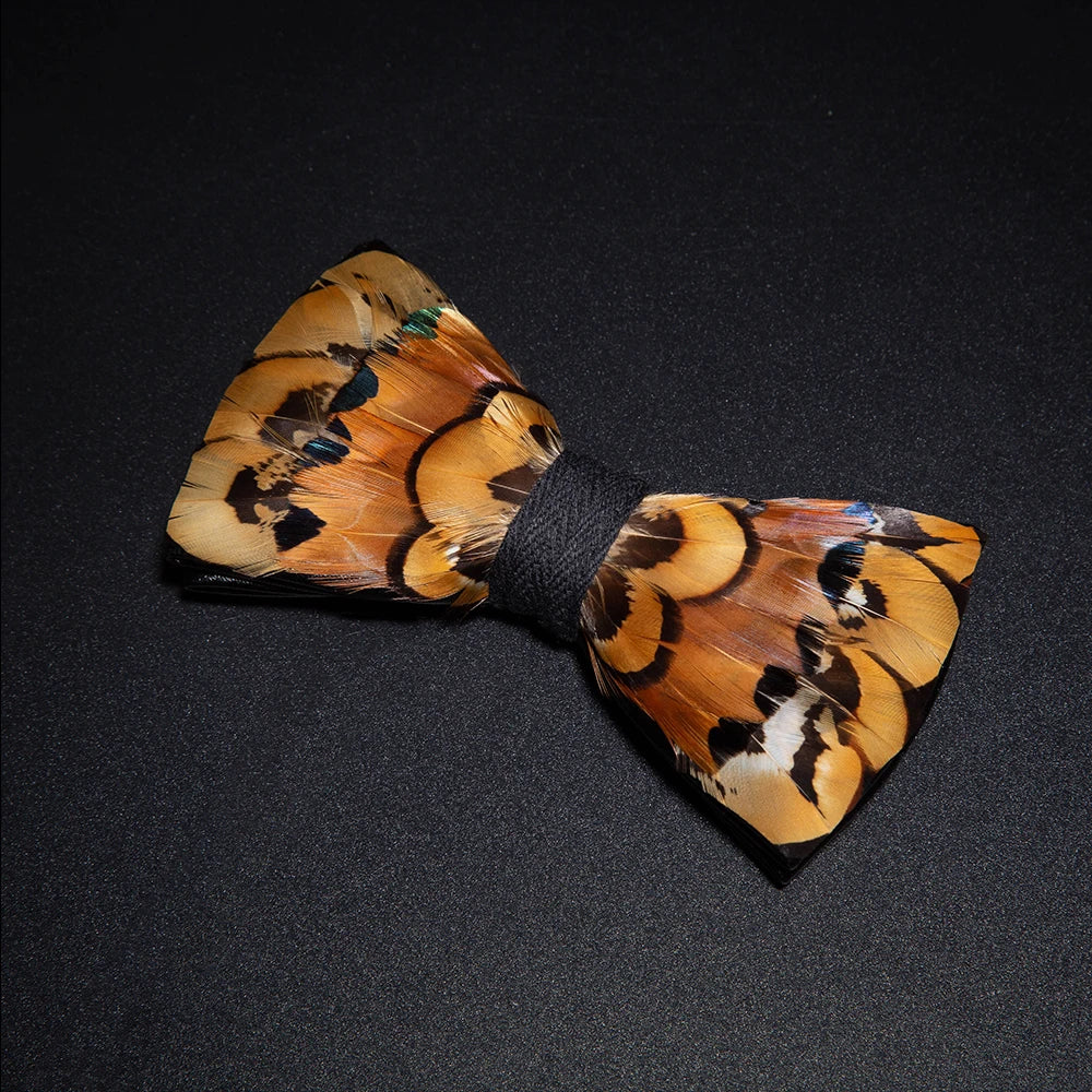 Orange Fashion Handmade Feather Bowtie Suit Accessories