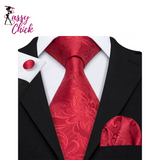 Red Jacquard Paisley Necktie Set