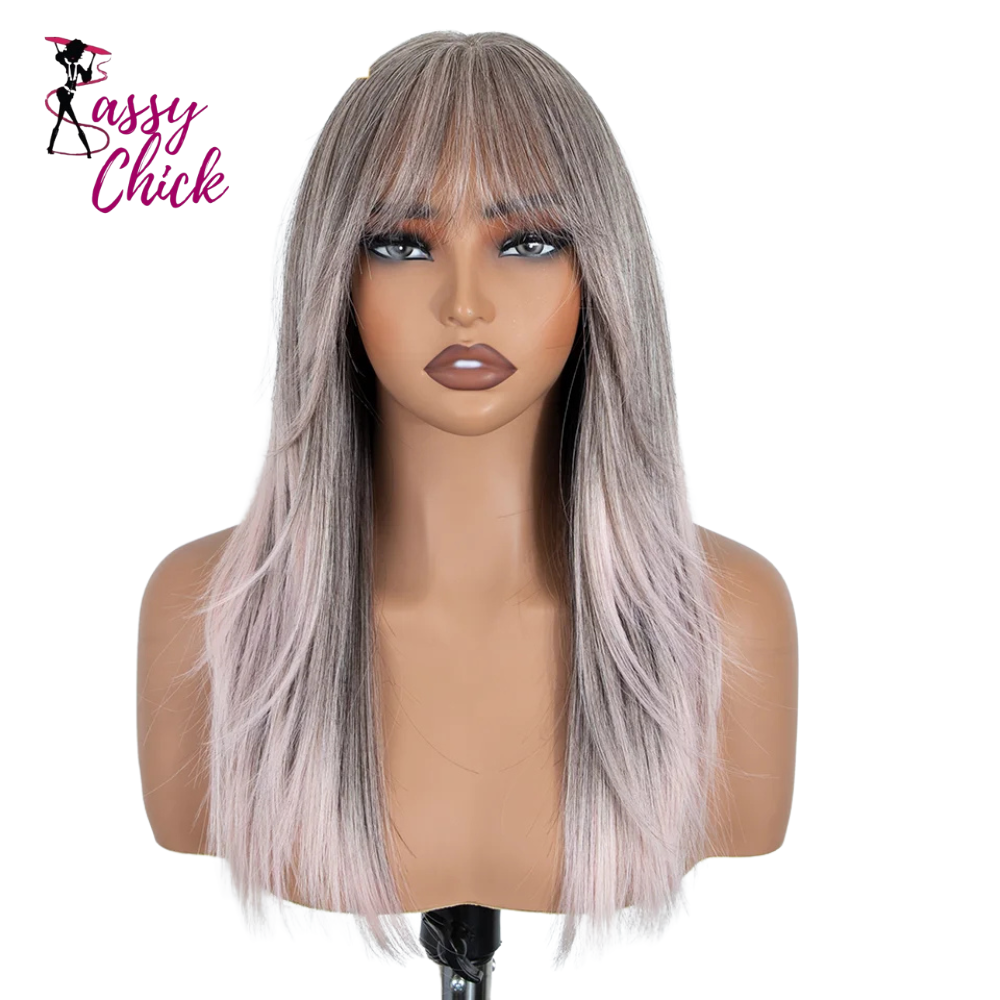 20 Inch Straight Layered Pre-cut Synthetic Lace Front Wig