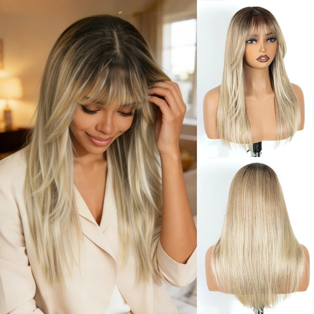 20 Inch Straight Layered Pre-cut Synthetic Lace Front Wig