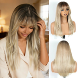 20 Inch Straight Layered Pre-cut Synthetic Lace Front Wig