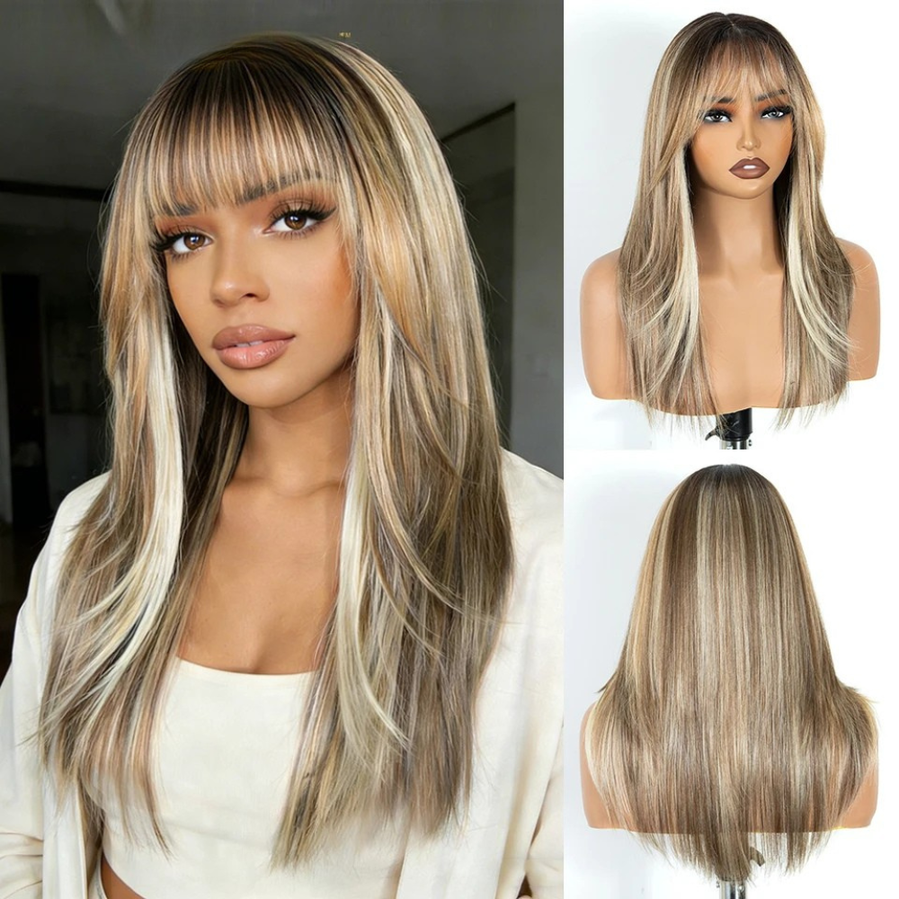 20 Inch Straight Layered Pre-cut Synthetic Lace Front Wig